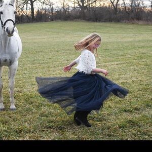 Navy Blue Tulle Skirt